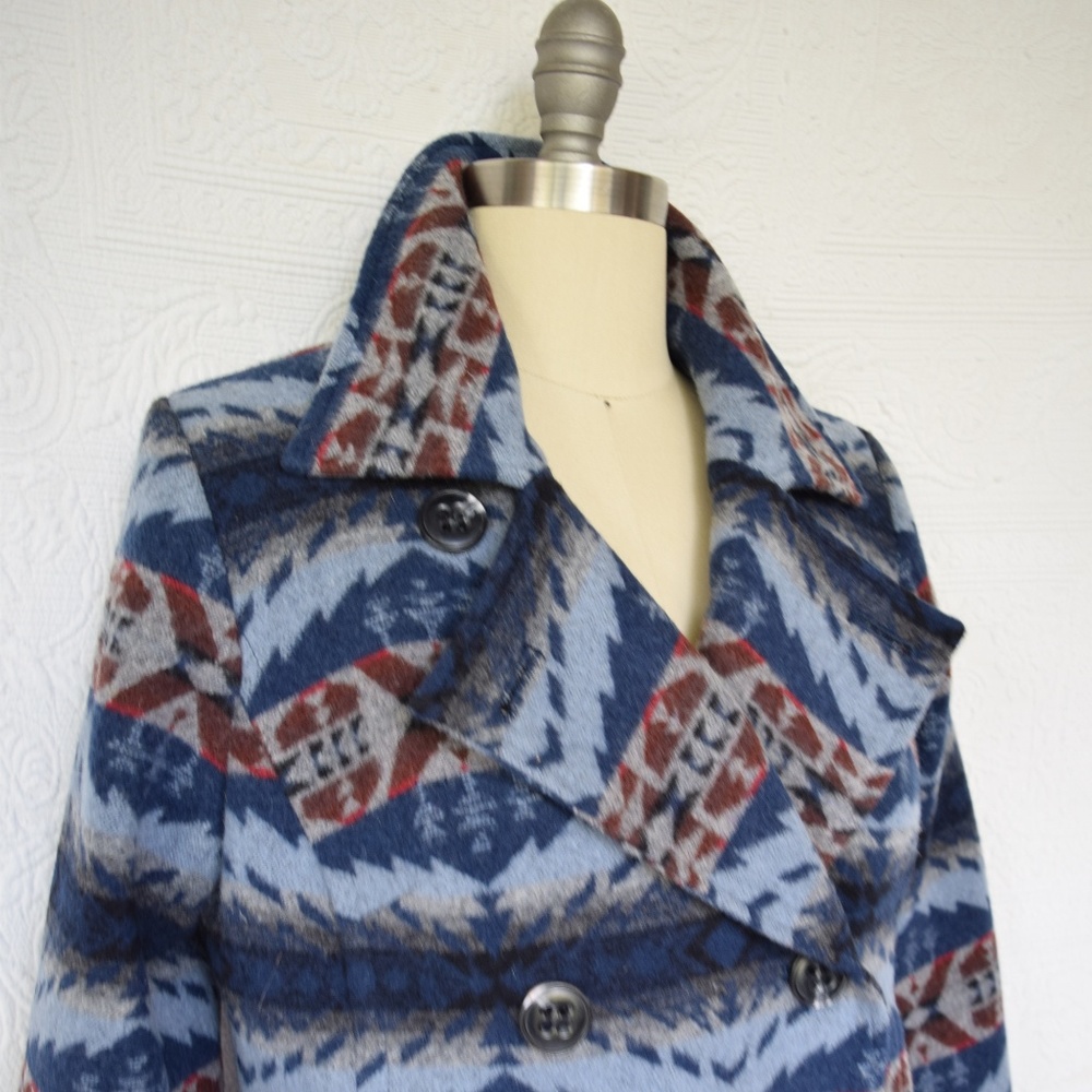 Pendleton Aztec southwest blanket pea coat jacket - Picture 3 of 8